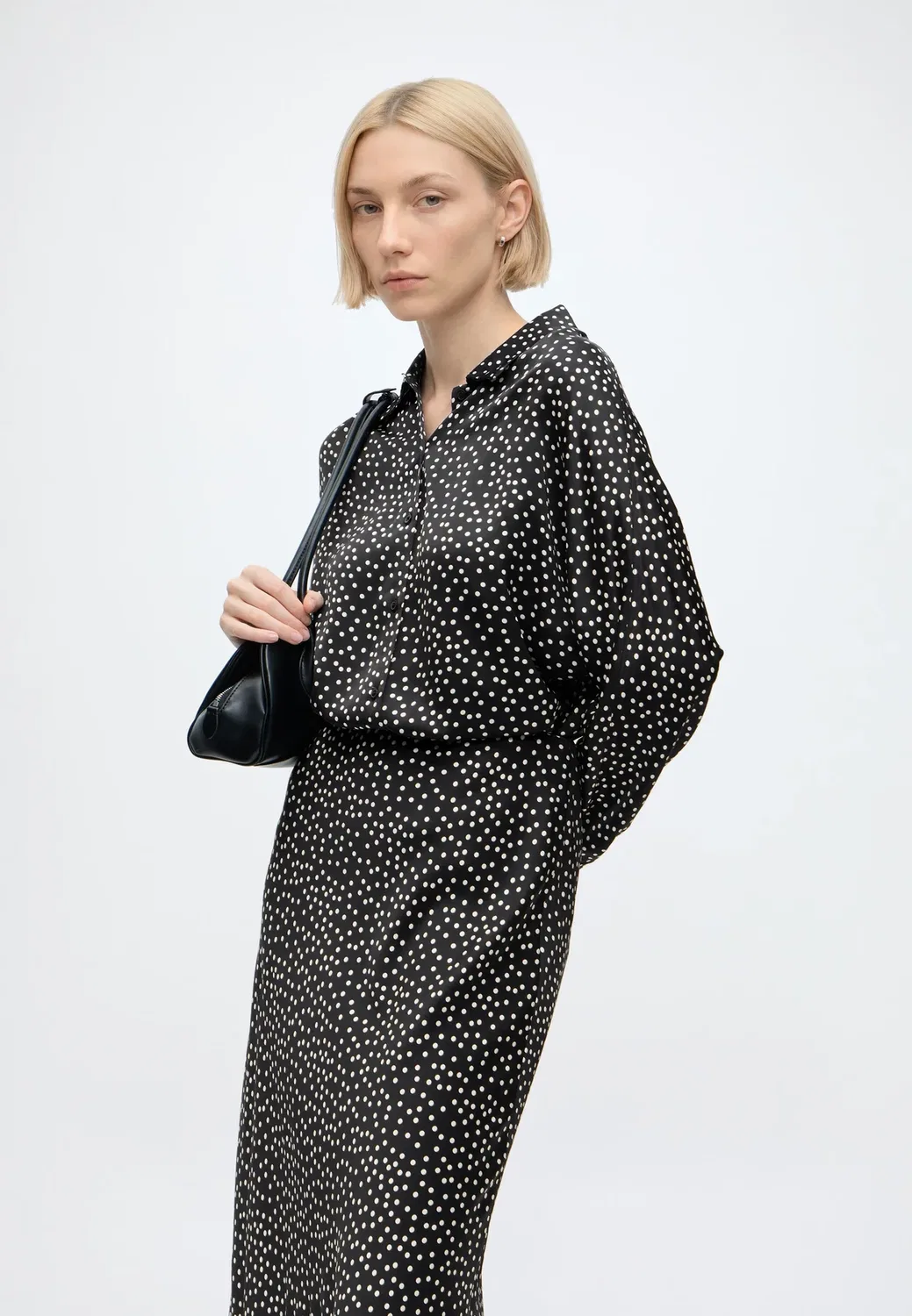 Свободная юбка миди, скроенная по косой - Юбка Acampanada Tommy Hilfiger, Black Base Pois — фото 4
