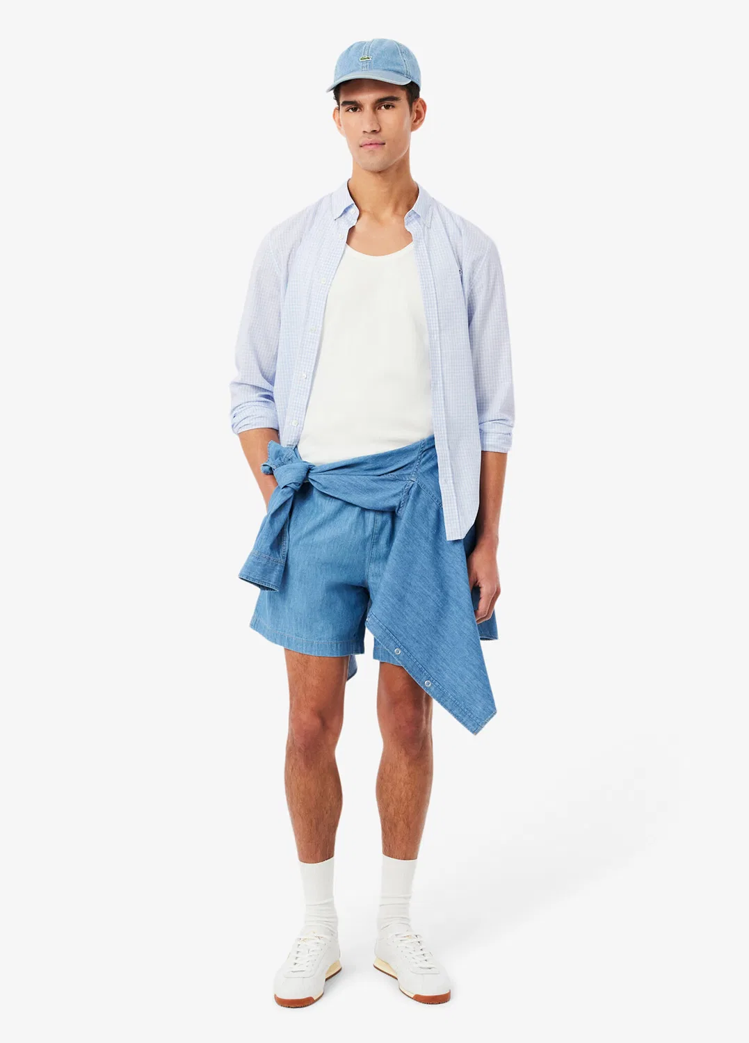 Рубашка Lacoste Açık Mavi Ekoseli Düğmeli Yaka Regular Fit Uzun Kollu, Mavi-9AR — фото 4