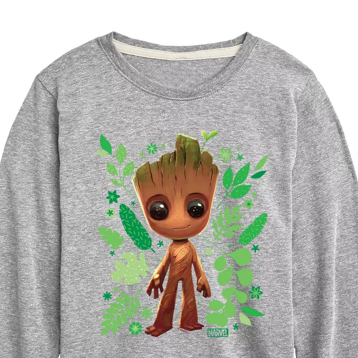 Детское футболка с длинным рукавом с принтом Marvel Guardians of the Galaxy Baby Groot Leaf, Navy — фото 2