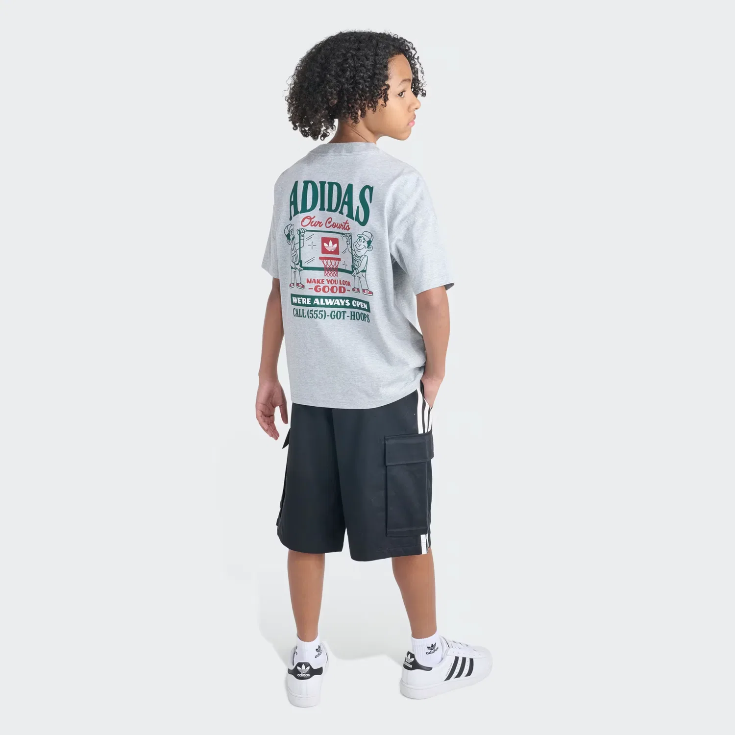 Детские шорты-карго свободного кроя Elastic Waistband 3-Stripes Cargo Jort Adidas Originals, черный — фото 3