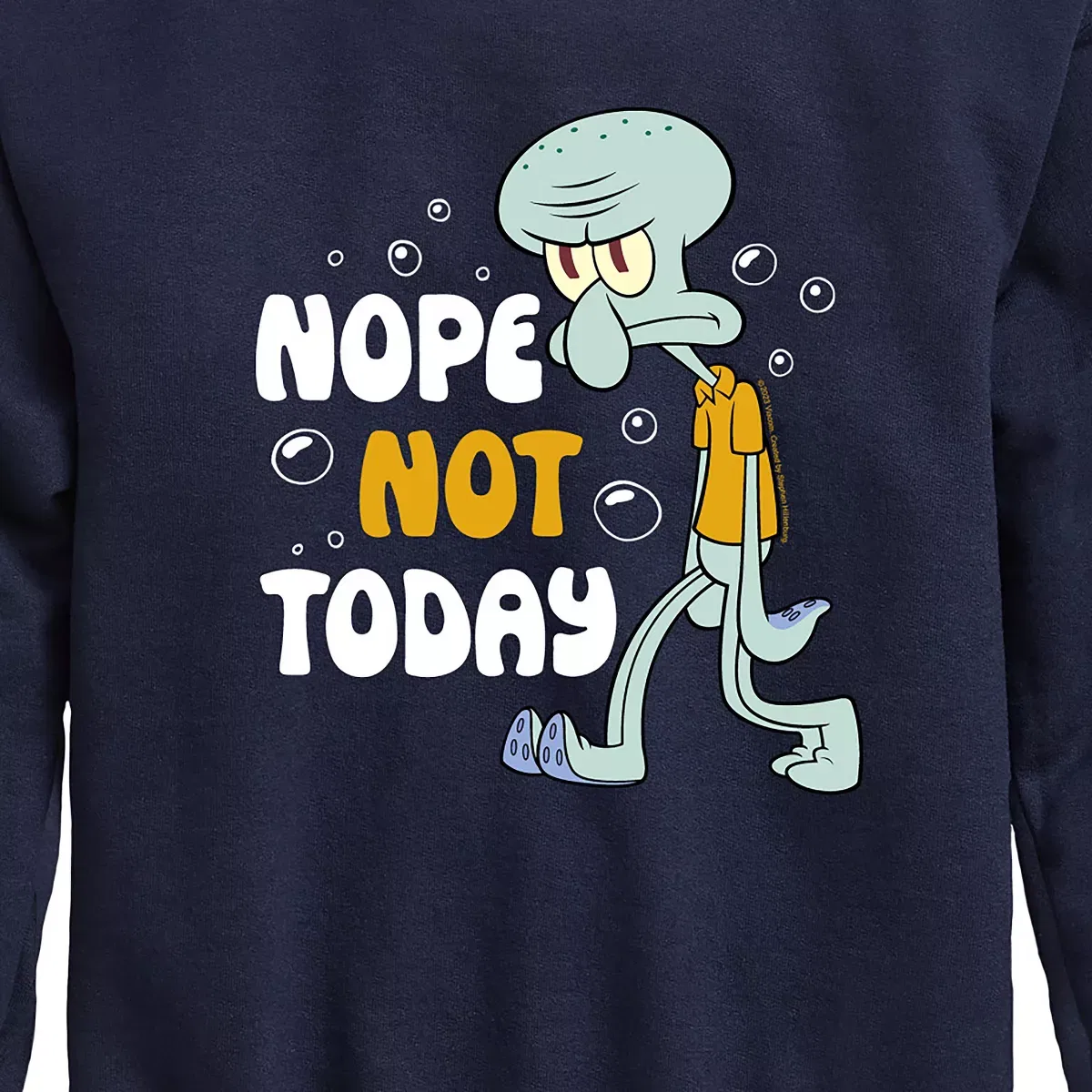 Детский свитшот с принтом Squidward Nope Not Today SpongeBob SquarePants, Navy — фото 2