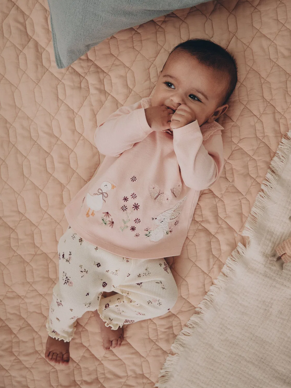 Комплект из футболки и леггинсов с длинным рукавом, Pink Bunny Next, розовый