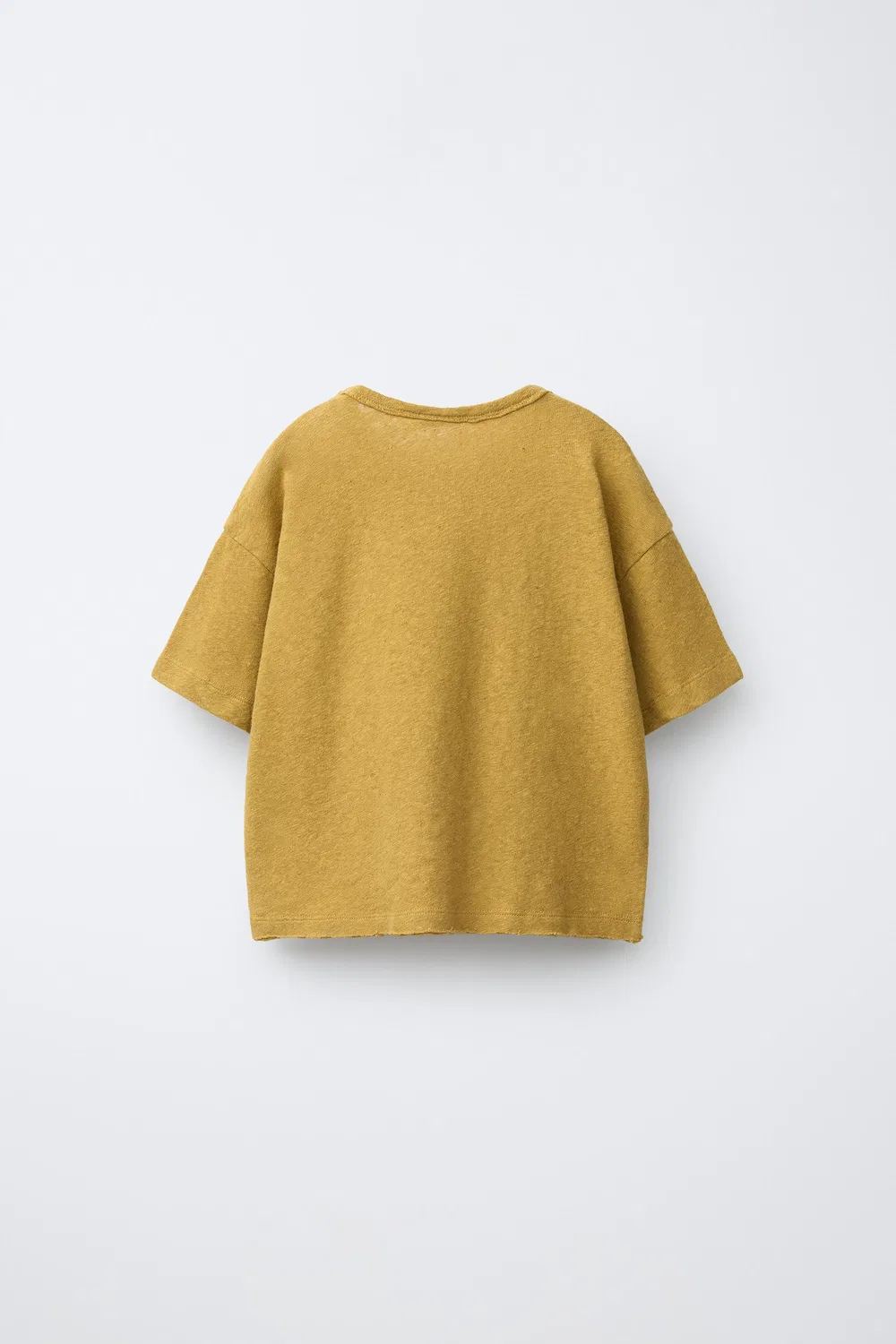 Однотонная футболка из льна и хлопка ZARA, Light Brown — фото 2