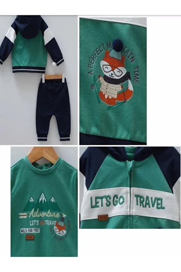 Детский комплект спортивного костюма с принтом Let'S Go Travel Caramell, Multicolor