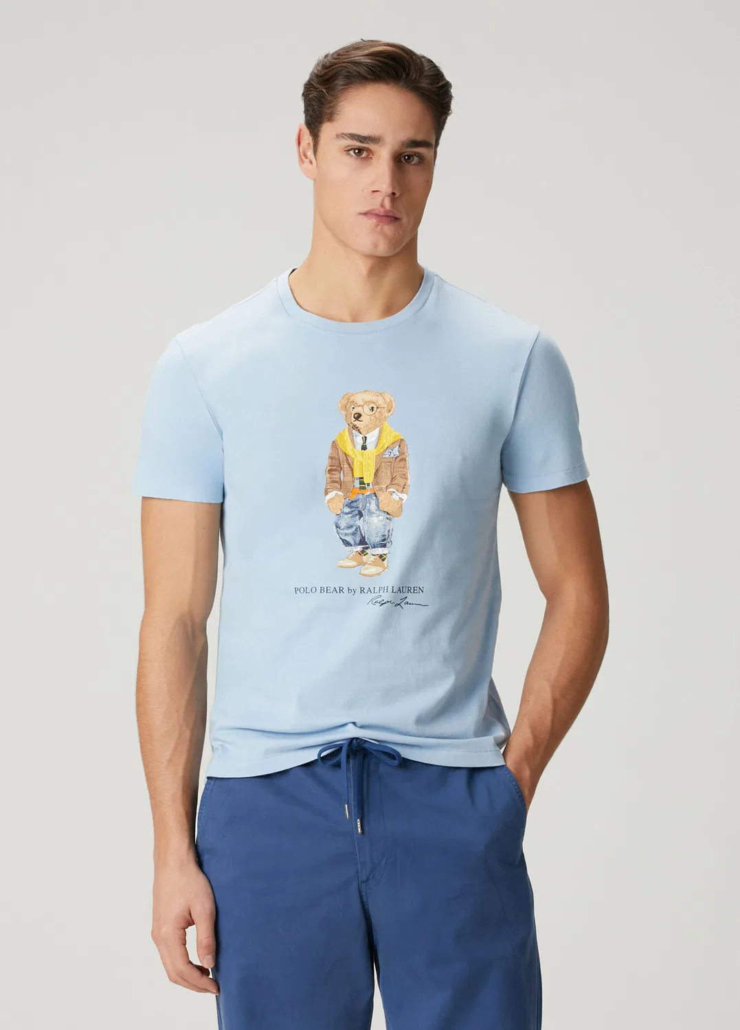 Футболка Polo Ralph Lauren Mavi Logo Baskılı Jersey, Mavi