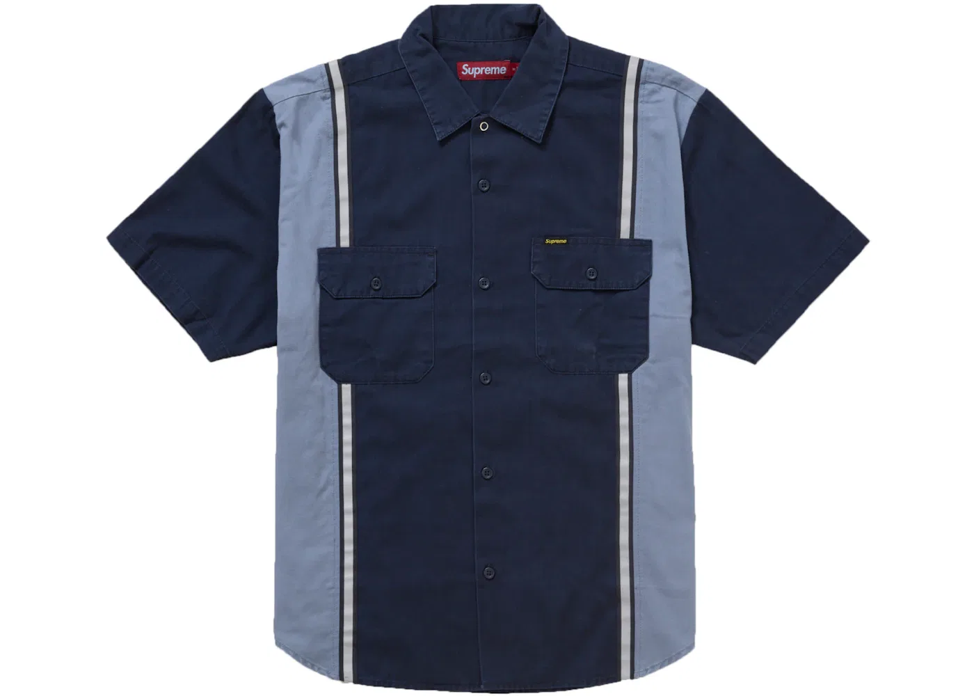 Мужская рубашка с длинным рукавом Supreme Reflective Stripe S/S Work Shirt, Navy