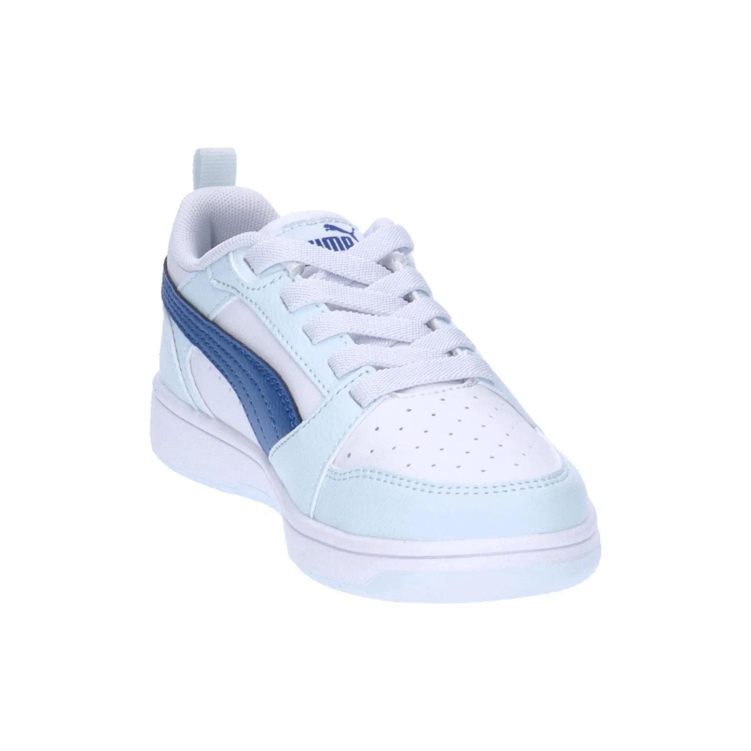 Детские кроссовки с блочной шнуровкой Rebound V6 Lo AC PS Puma, Weiß / Konigsblau — фото 2