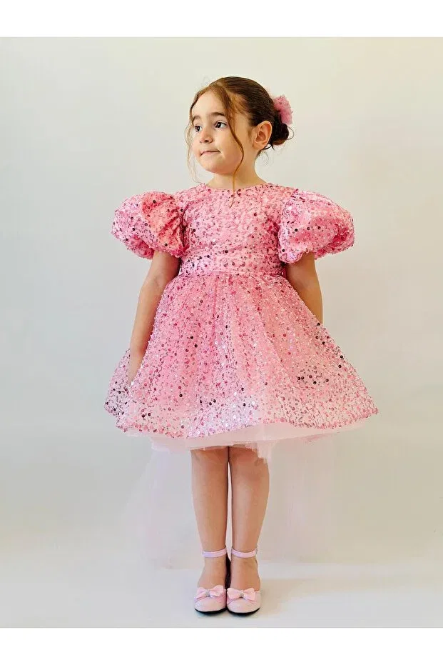 Детское платье для девочек с принтом Vintage Baby Girl Dress Hly Karol Tasarım, Pink — фото 2