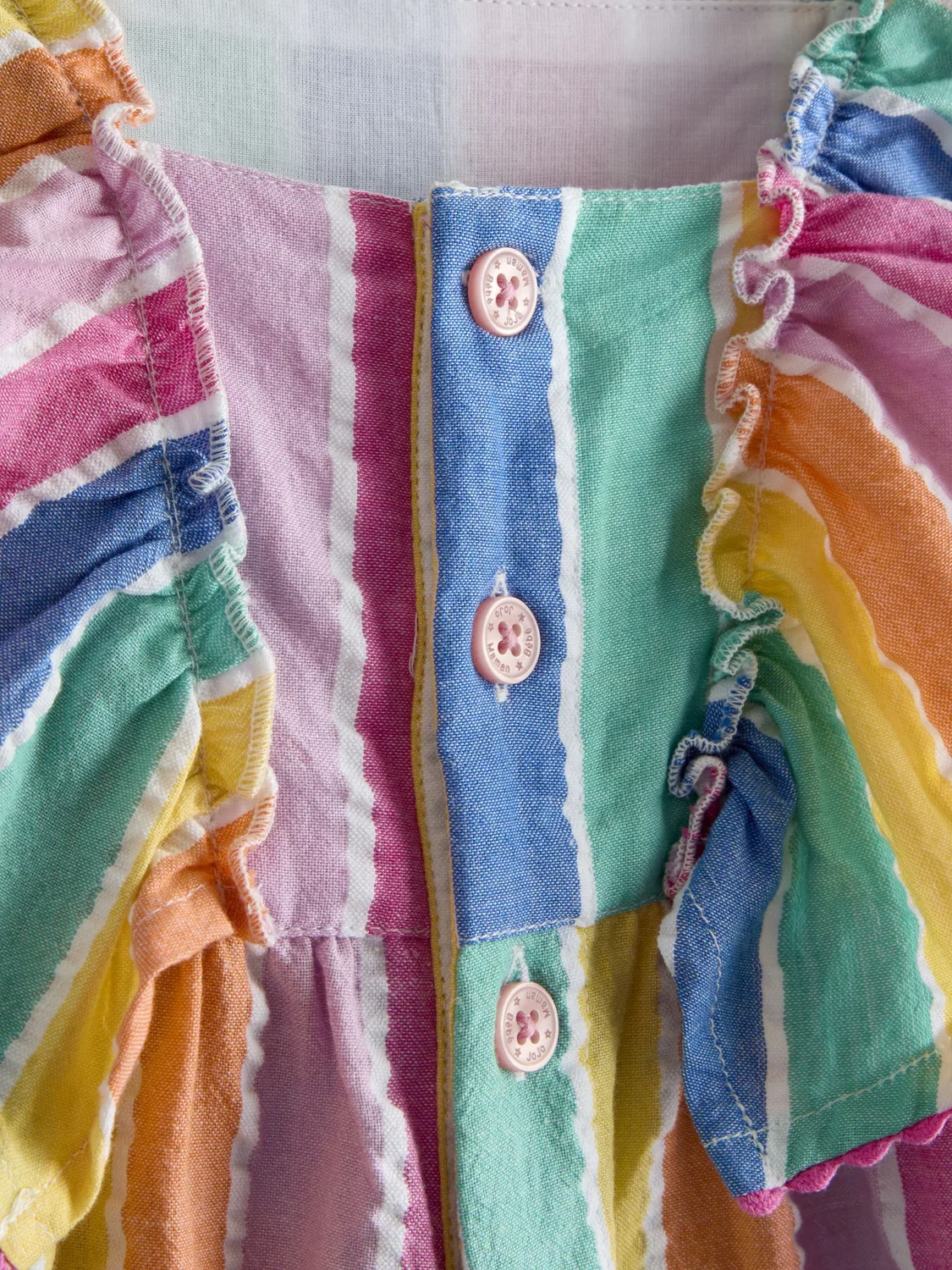Комбинезон с воланами на плечах Rainbow Stripe Jojo Maman Bébé, розовый — фото 4