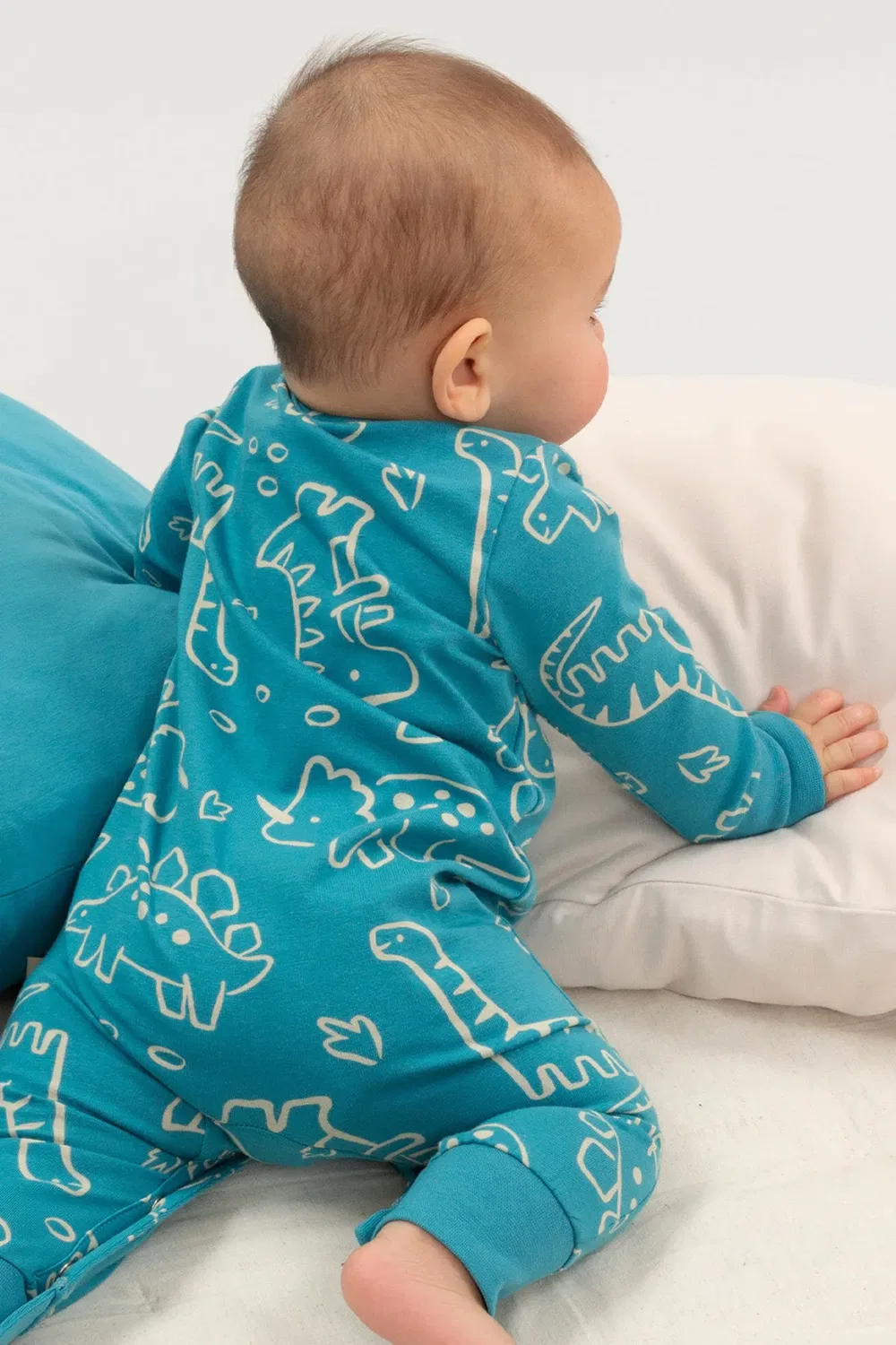Детский боди-комбинезон с принтом Baby Doodle Dino Kite, Blue — фото 3