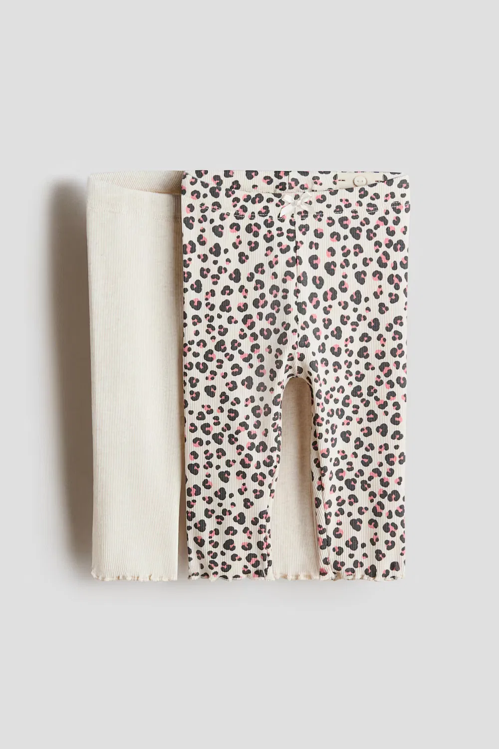 Комплект из 2 хлопковых леггинсов H&M, Hellbeige/Leopardenprint