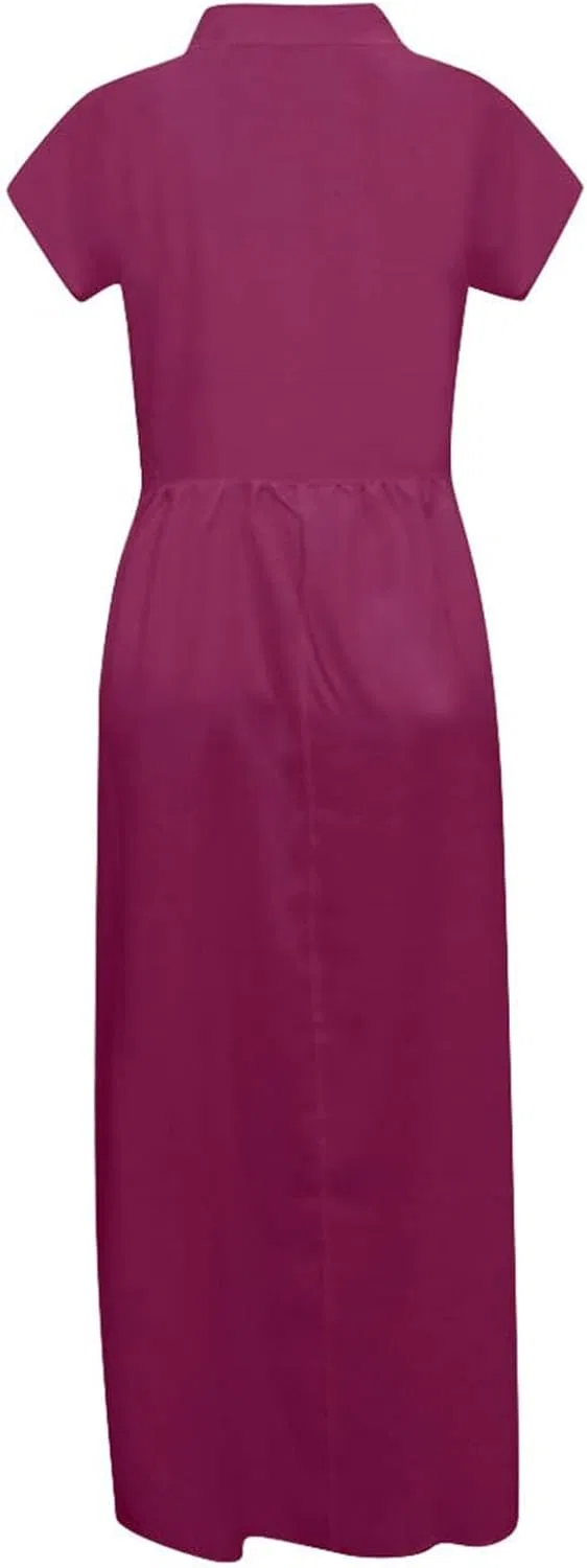 Женское летнее льняное макси-платье с воланами, Wine Red — фото 3