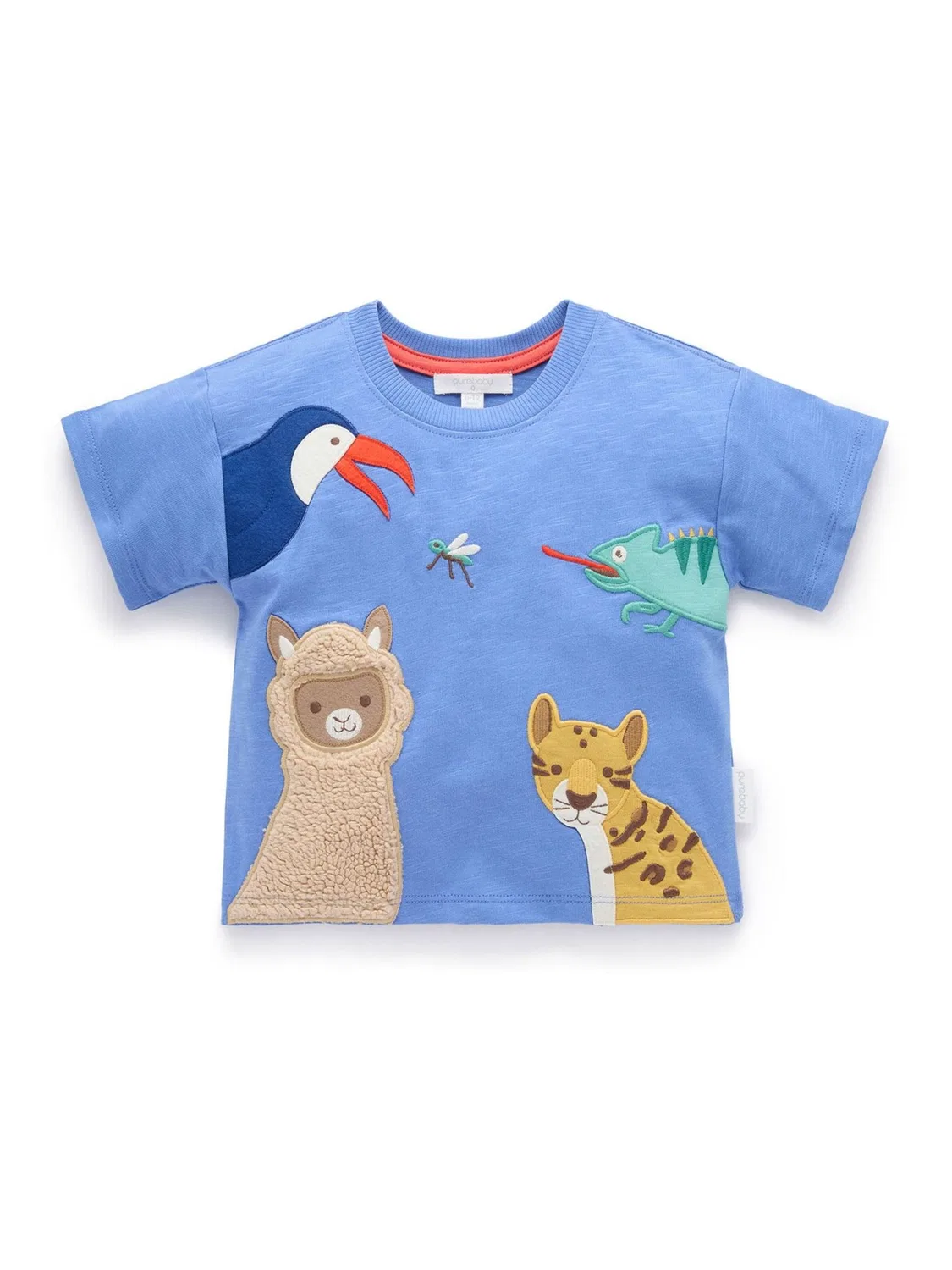 Футболка с аппликацией Hola Relaxed Purebaby, синий
