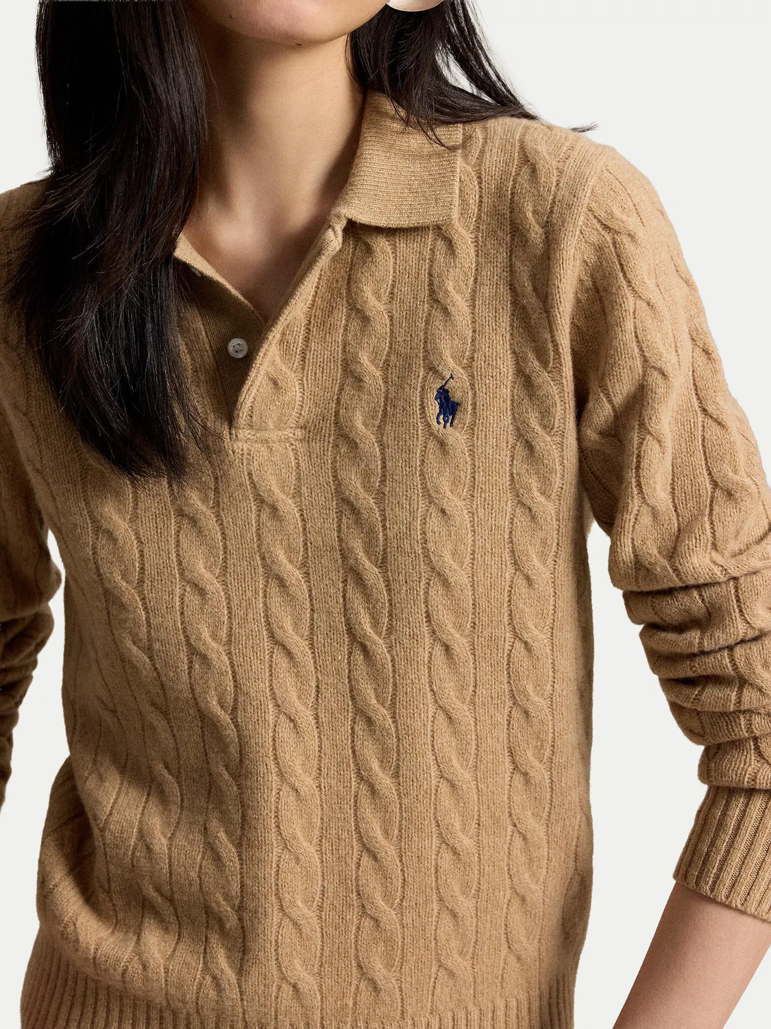 Женский пуловер стандартного кроя Polo Ralph Lauren, светло-коричневый — фото 4