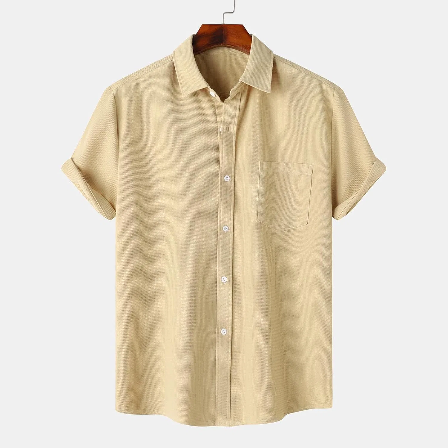 Мужская свободная рубашка с принтом Hawaiian, Khaki — фото 2
