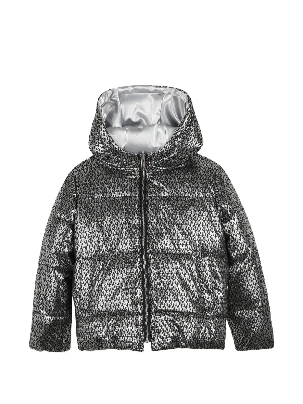 Двусторонний пуховик Michael Kors Kids, серебряный — фото 3