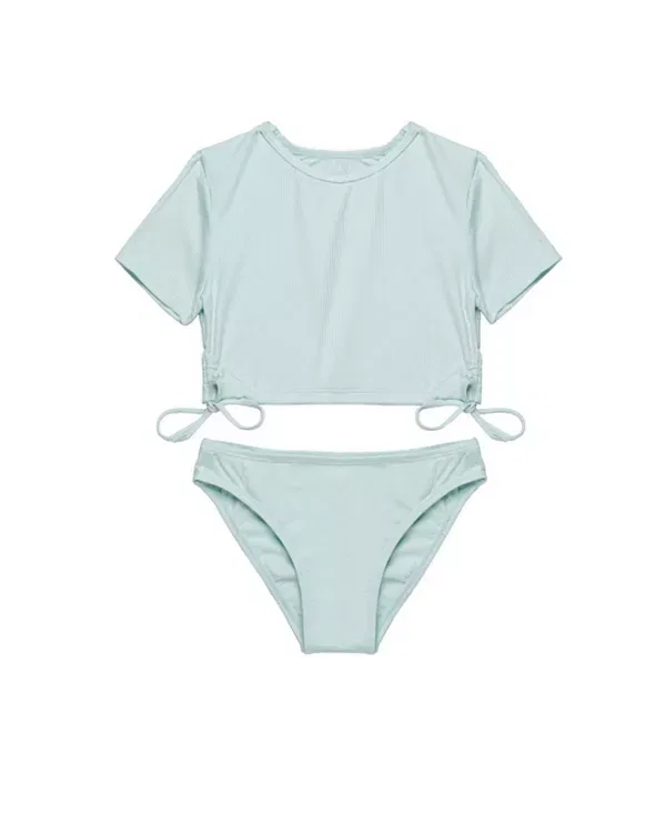 Детский купальник для девочек с коротким рукавом Freya Rib Short Sleeve Side Tie Swim Set Gottex Kids, Light-Green
