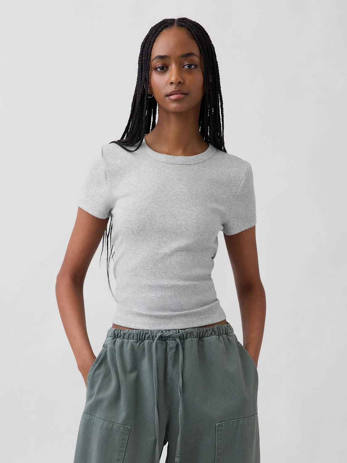 Футболка с круглым вырезом, короткий рукав, Modern Gap, серый
