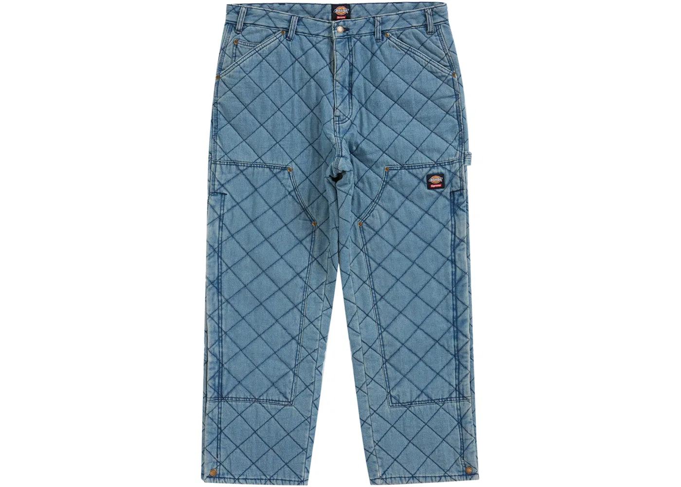 Мужские брюки утепленные с двойными наколенниками Supreme Dickies Quilted Double Knee Painter Pant, джинсовый