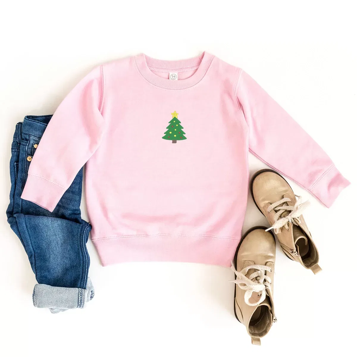 Детский свитшот для девочек с вышивкой Embroidered Christmas Tree With Ornaments The Juniper Shop, Red — фото 3