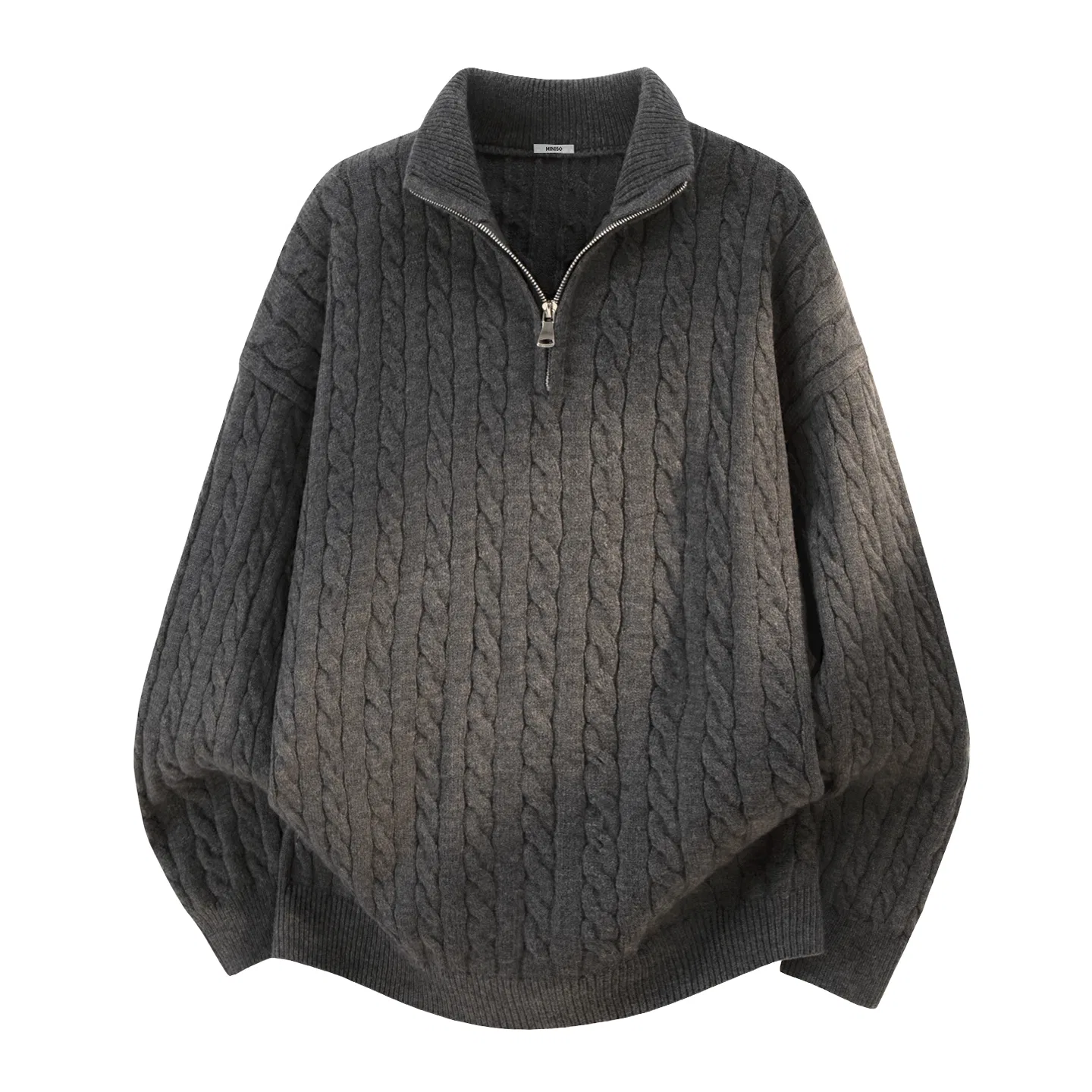 Детский свитер половинный открытый воротник утолщенный MINISO, Dark Gray