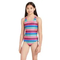 Детский купальник для девочек с принтом Toucan Tropics Rowleeback Zoggs, Rosa Fluoreszierendes Kaugummirosa Kosmosblau