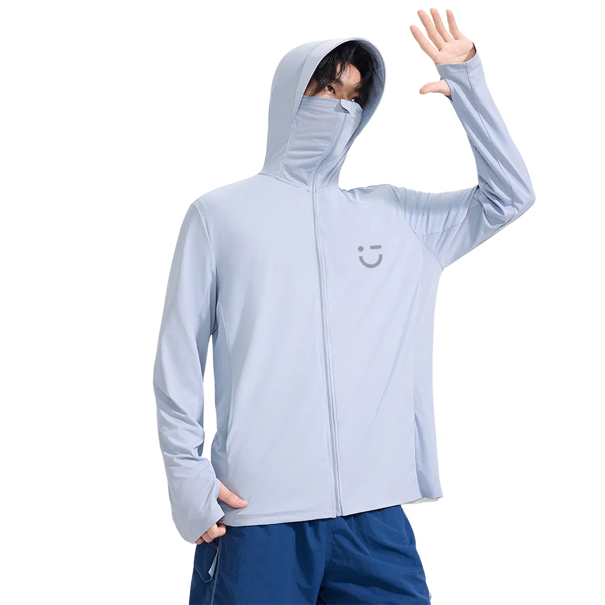 Детская ветровка ультрафиолетовая с принтом Smiley Face MINISO, Ice Mist Blue