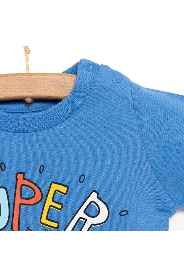 Детская футболка для мальчиков с принтом Super Dinosaur Ebebek Hello Baby, Blue — фото 2