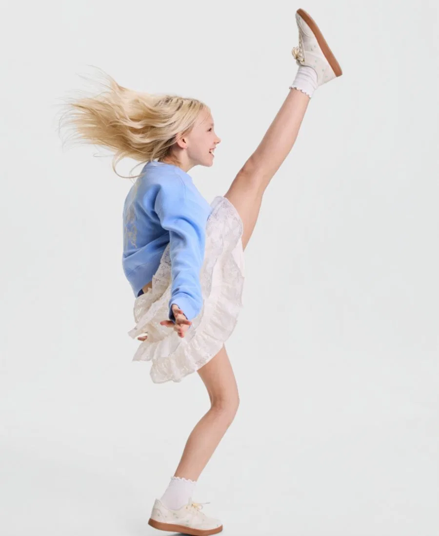 Свитшот с принтом бабочек Butterfly Crewneck Sweatshirt abercrombie kids, Pastel Blue — фото 3