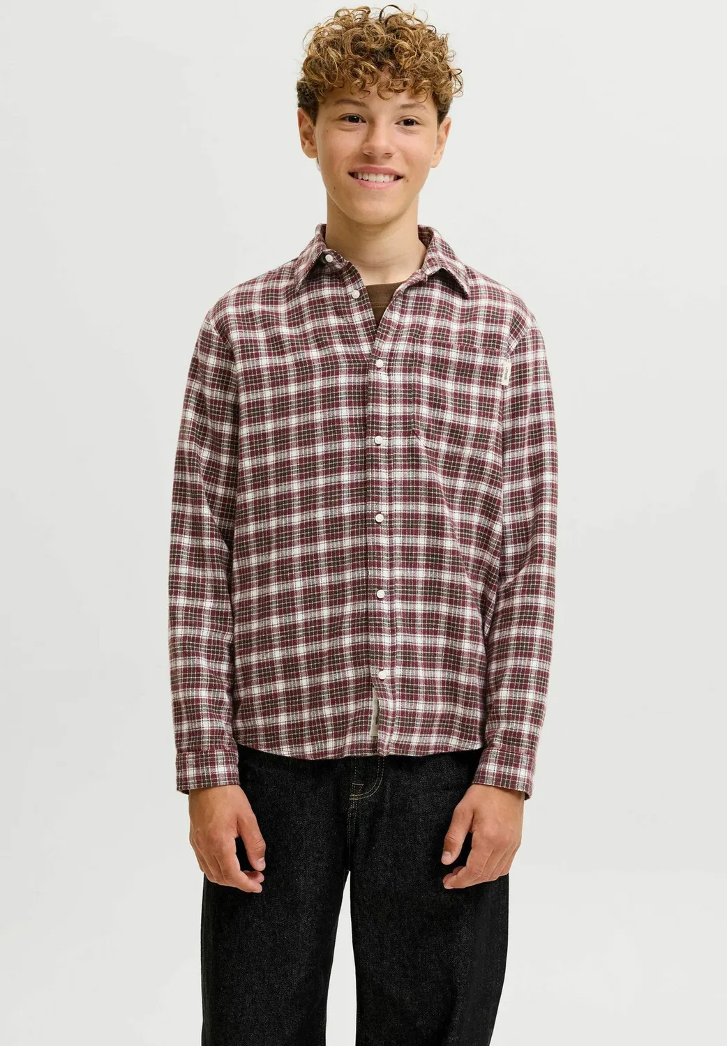 Рубашка, рубашка для юниоров - рубашка Jack & Jones Junior, Chocolate Truffle — фото 2