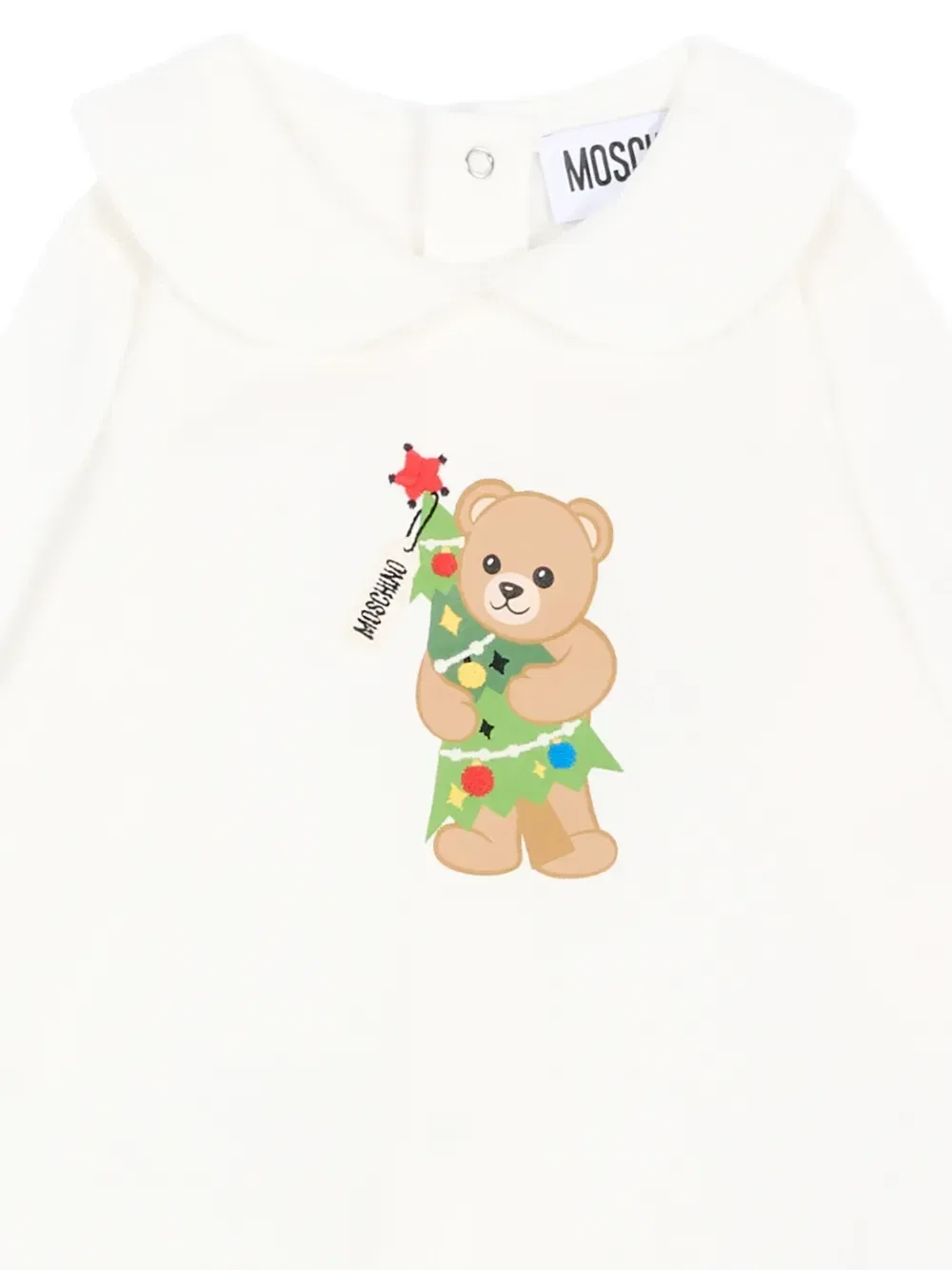 Хлопковый комбинезон для младенцев Moschino Kids, бежевый — фото 3