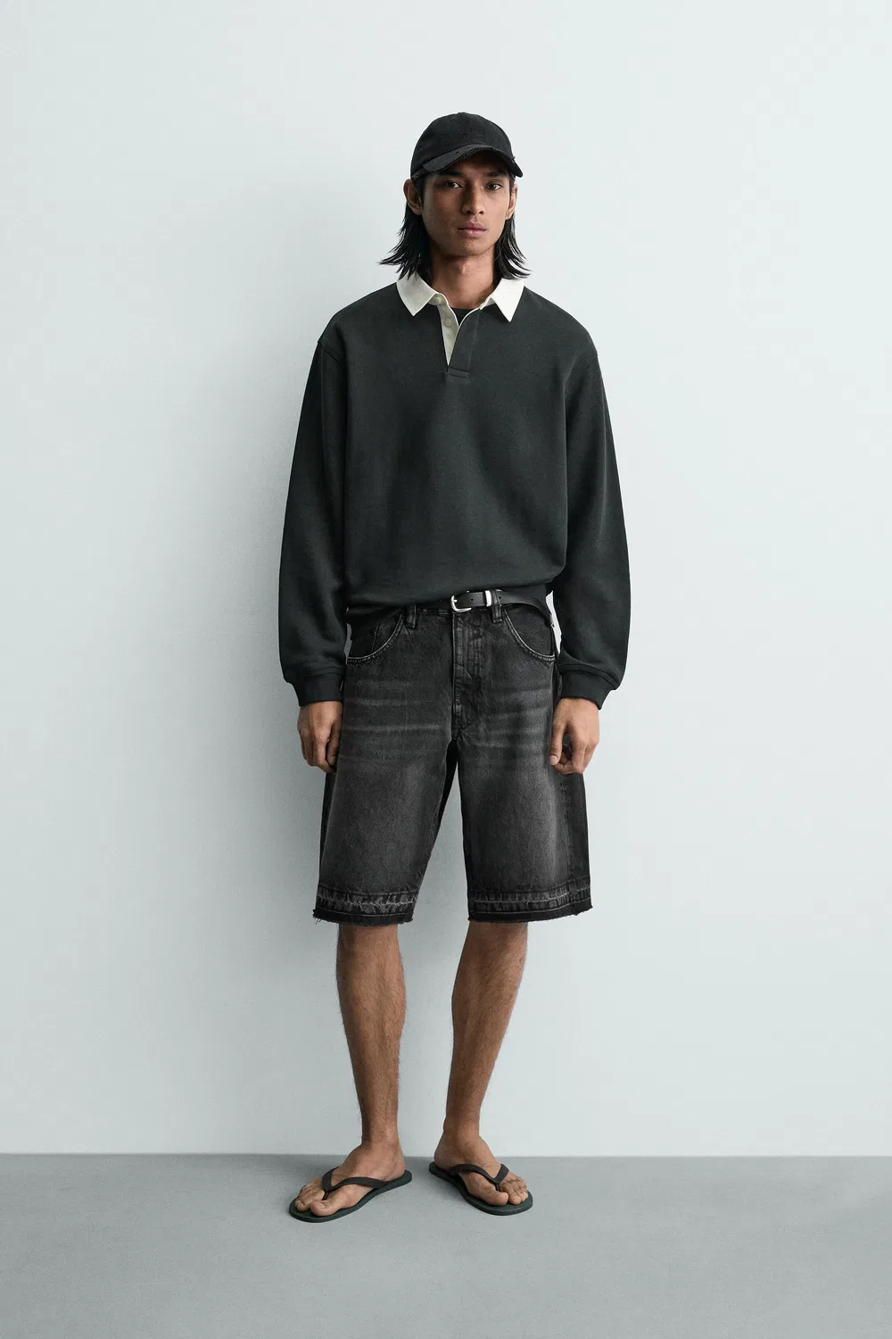 Свободные джинсовые шорты-бермуды ZARA, Charcoal