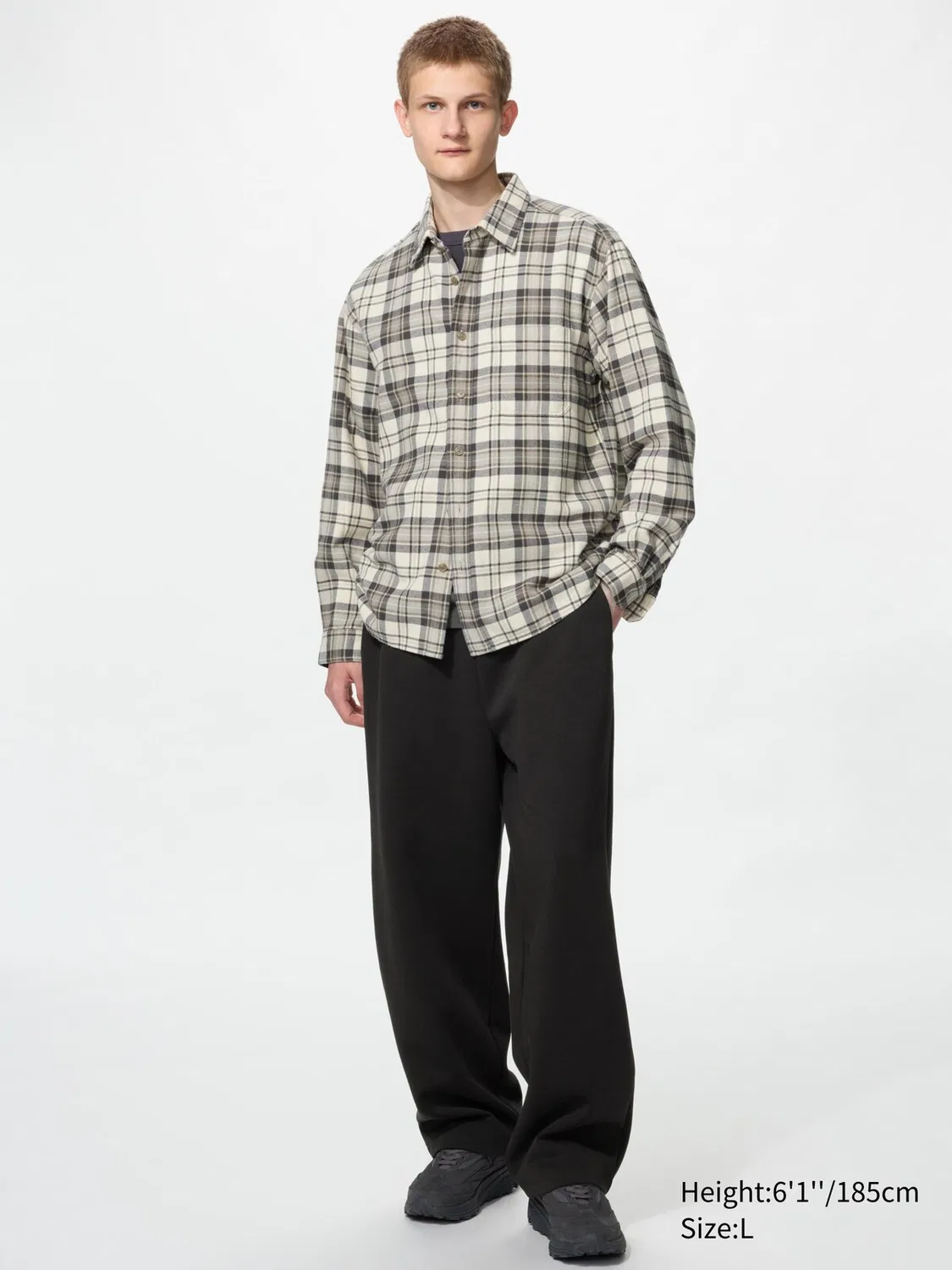 Рубашка фланелевая Uniqlo, тартан, натуральный — фото 3