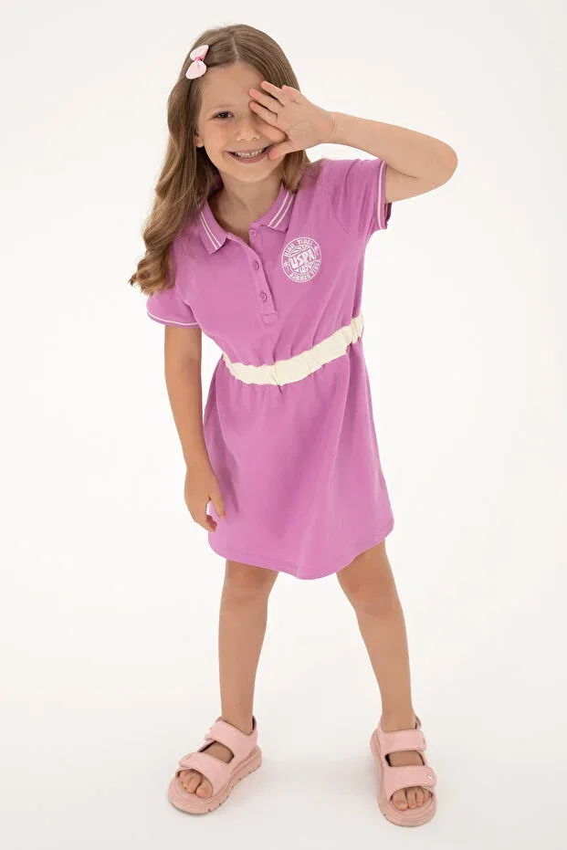 Детское платье для девочек с коротким рукавом U.S. Polo Assn., Fuchsia