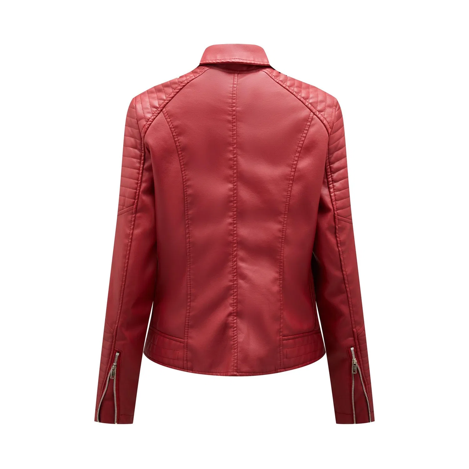 Женская куртка из экокожи с принтом, slim fit, бренд, Rosso vino — фото 4