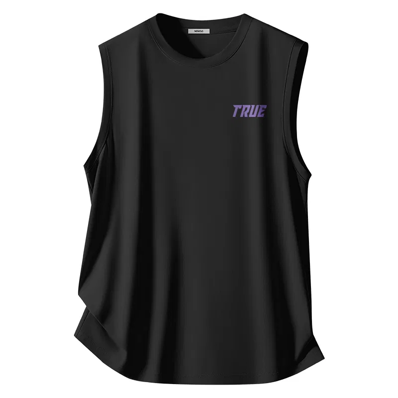 Детский топ с принтом MINISO, Ice Silk Mesh Light Gray Mystic Purple Future Chest Logo — фото 3