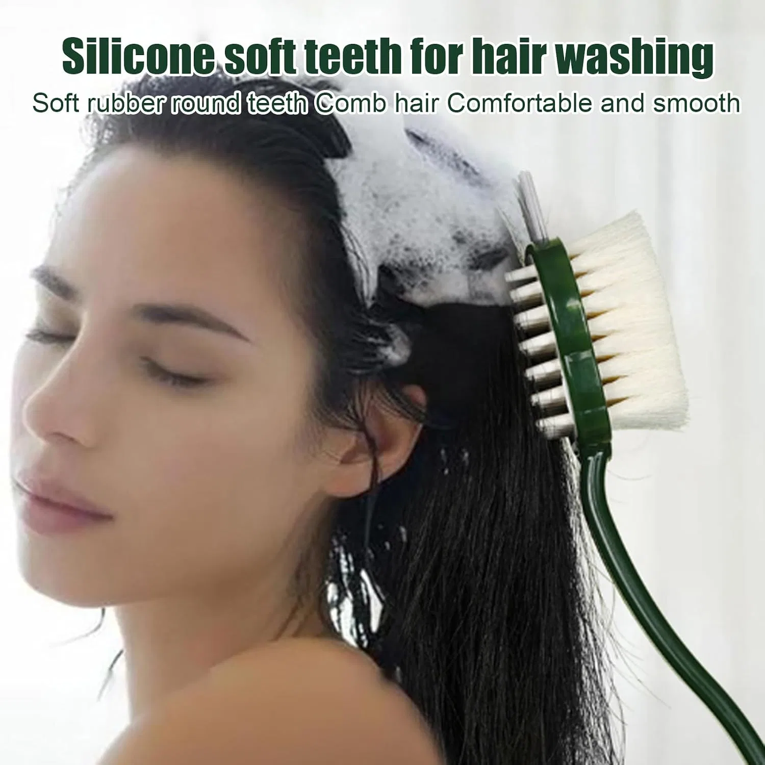 Щетка для душа, 38 см, Silicone, PP, Nylon, Зеленый Generic — фото 2