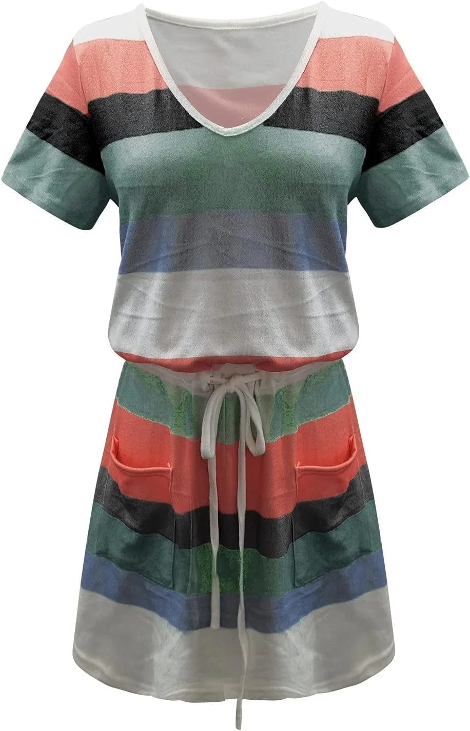 Женское летнее платье А-силуэта с запахом, Off-white, Green — фото 4