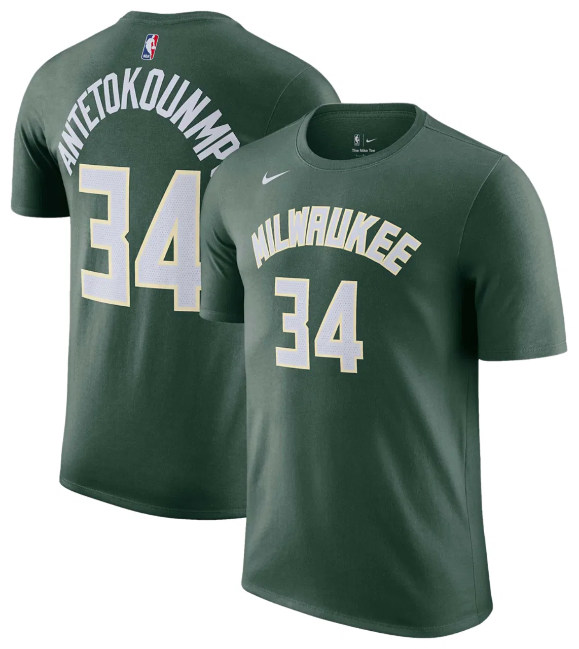 Футболка мужская Bucks Name & Number Nike, цвет Hunter Green