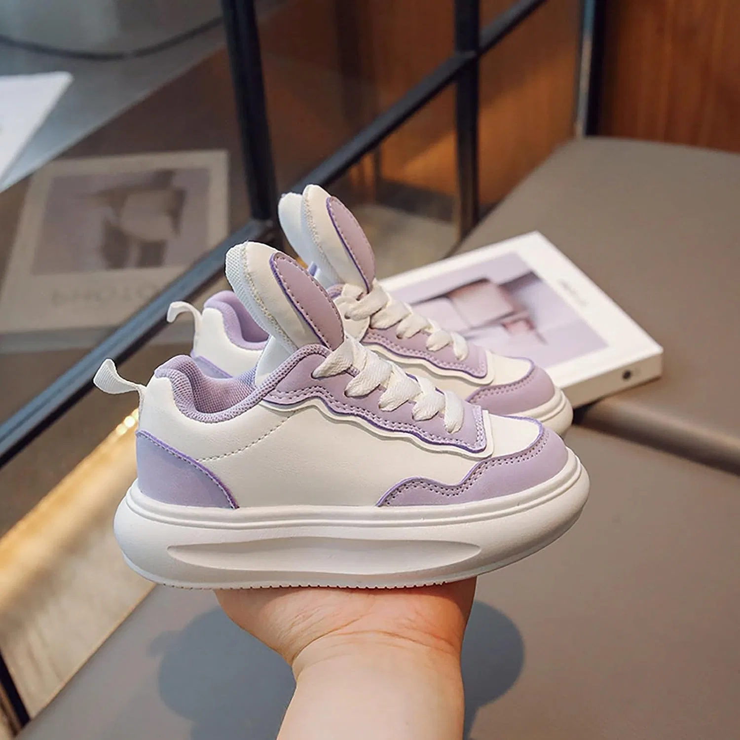 Детские кеды для мальчиков и девочек с принтом кролика, Purple — фото 2