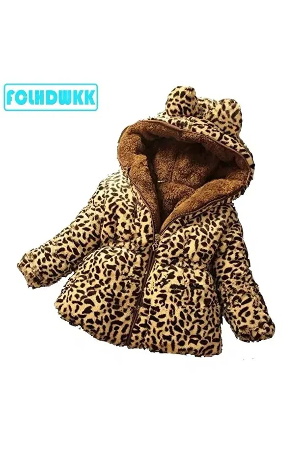 Детское пальто для девочек с принтом Leopard Eybabykids, Leopard — фото 4