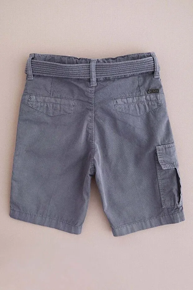 Детские шорты-карго для мальчиков с поясом Beli Fulla Moda, Smoke Grey — фото 4