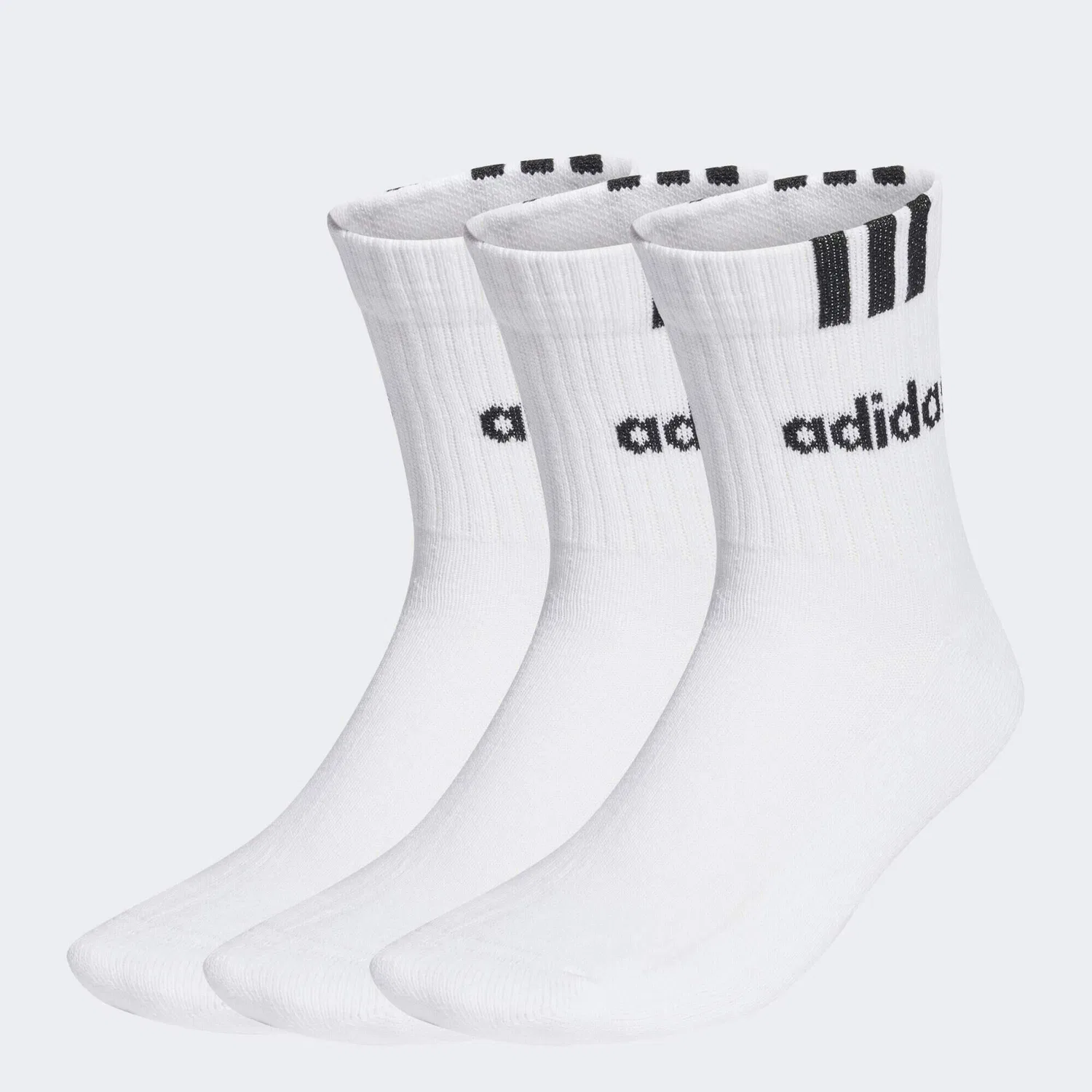 Мужские носки с принтом 3-Streifen Linear Half-Crew Cushioned Socken Adidas, Weiß / Schwarz