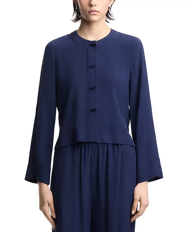 Женская блуза с длинным рукавом из жаккарда Emporio Armani, Mineral Blue