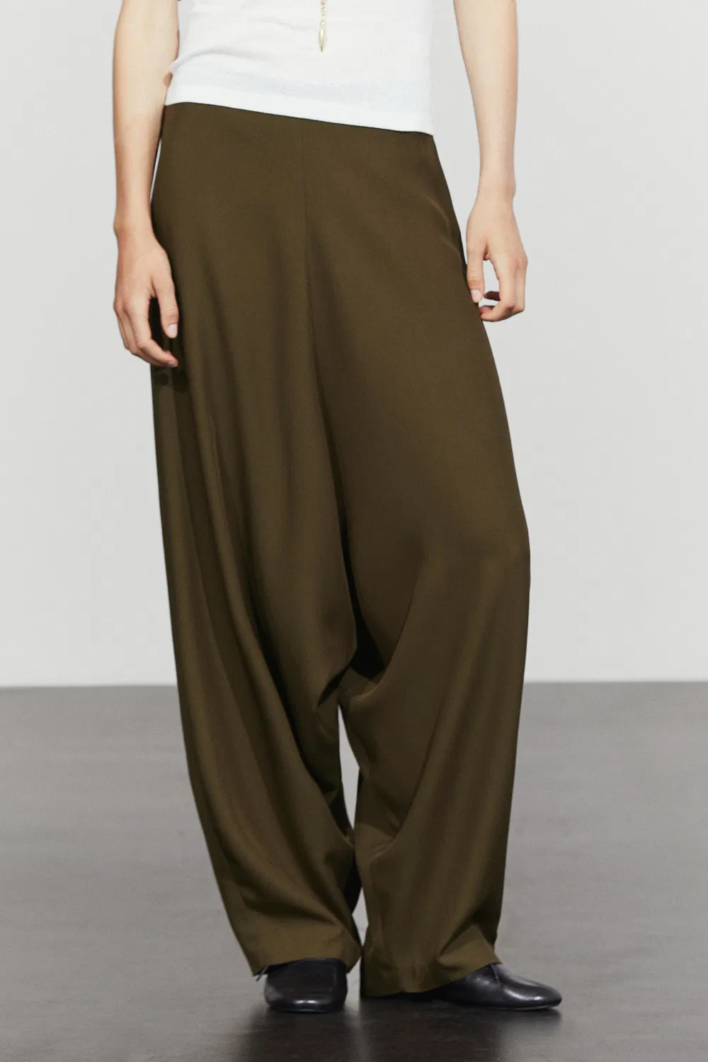 Брюки Massimo Dutti, свободные, коричневый меланж — фото 2