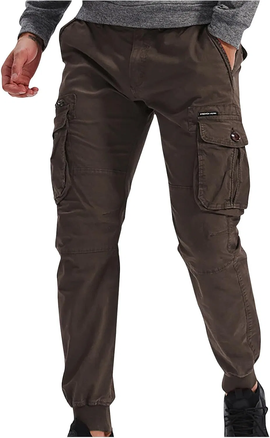 Мужские карго-брюки с зауженным кроем, Cargo Pants, кофейный — фото 2