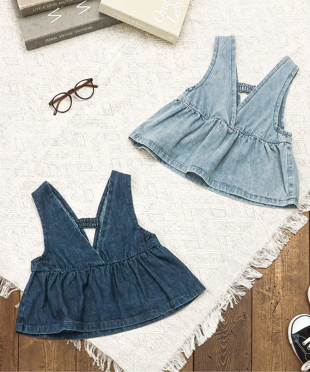 Детский джинсовый жилет без рукавов с рюшами BREEZE, Sax Blue — фото 4