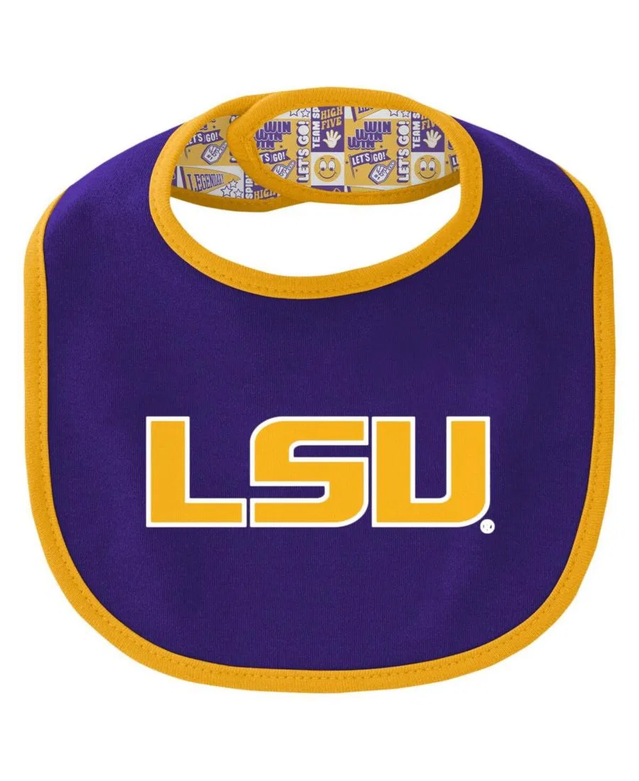 Детский комплект боди с слюнявчиком и шапкой LSU Tigers Dynamic Duo Outerstuff, Purple — фото 4