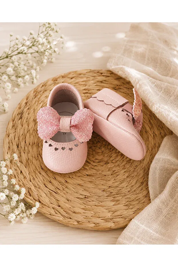 Детские мокасины для девочек из натуральной кожи Powder stone Viela Gift Atelier, Powder Pink — фото 2