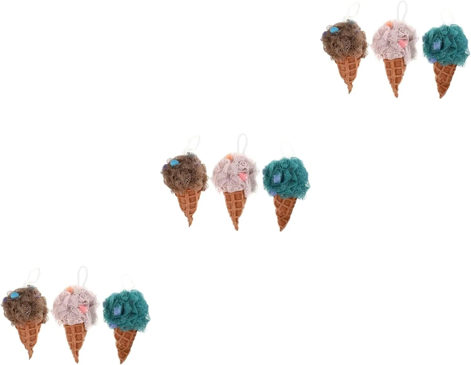 Мочалка для душа Healvian, набор 9 шт, Ice Cream, мультиколор